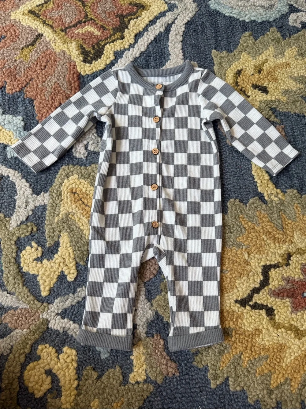 Cat & Jack Gray and White Checker Knit One-Piece Size 3-6 Months